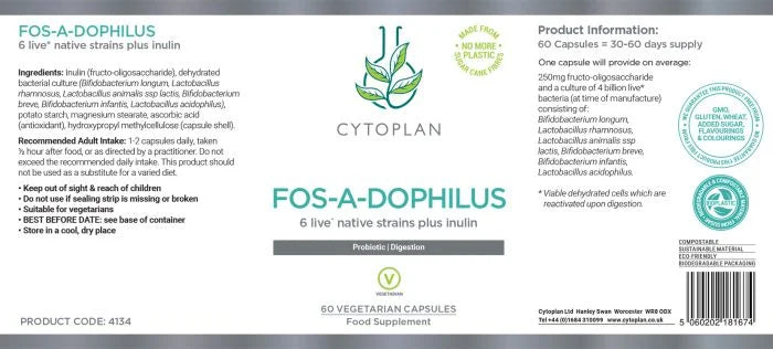 Fos-A-Dophilus Probiotic (60 Capsules) – Good Living Nutrition
