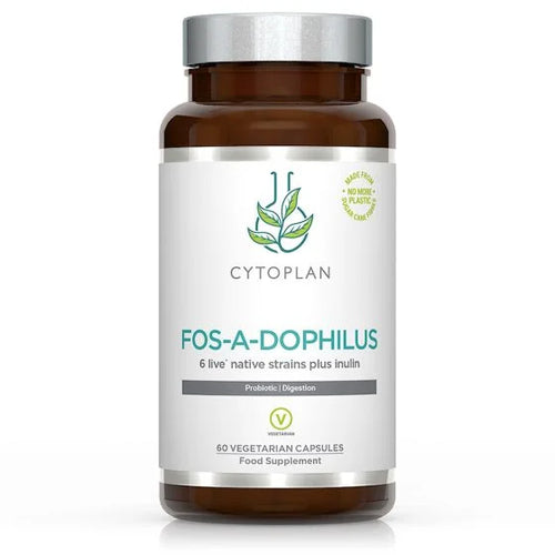 fos-a-dophilus, probiotic, yoghurt, cytoplan, vegetarian, capsules, food supplement, inulin, 40+, holland & barrett, best probiotics, nutrition, 